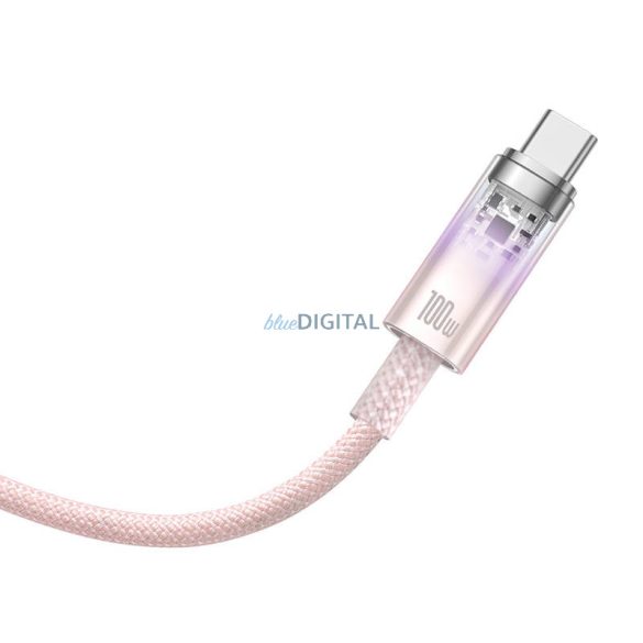Gyorstöltés USB-C Baseus 6A, 1m (rózsaszín)
