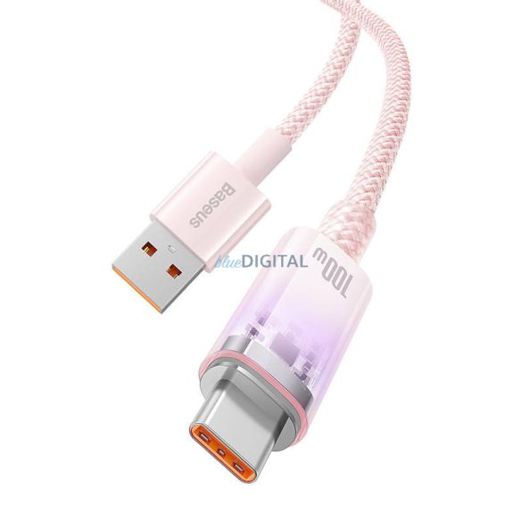 Gyorstöltés USB-C Baseus 6A, 1m (rózsaszín)