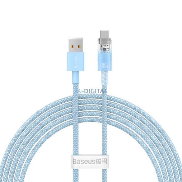 Gyorstöltő kábel Baseus Explorer Series USB-ről USB-C 100W-ra, 1m (kék)