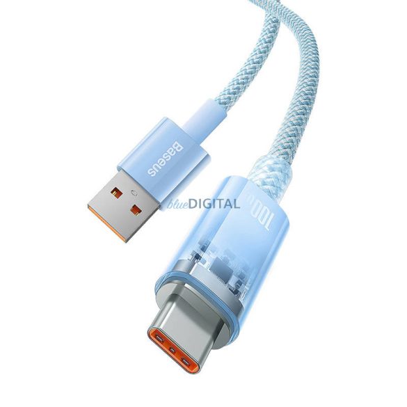 Gyorstöltő kábel Baseus Explorer Series USB-ről USB-C 100W-ra, 1m (kék)