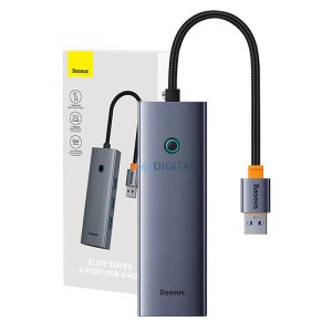 4 az 1-ben Hub Baseus UltraJoy USB-A USB 3.0 + RJ45 (űrszürke)