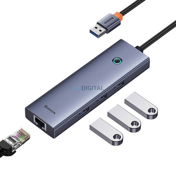 4 az 1-ben Hub Baseus UltraJoy USB-A USB 3.0 + RJ45 (űrszürke)