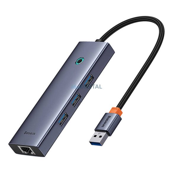 4 az 1-ben Hub Baseus UltraJoy USB-A USB 3.0 + RJ45 (űrszürke)