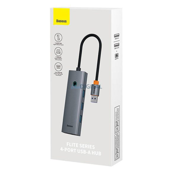 4 az 1-ben Hub Baseus UltraJoy USB-A USB 3.0 + RJ45 (űrszürke)