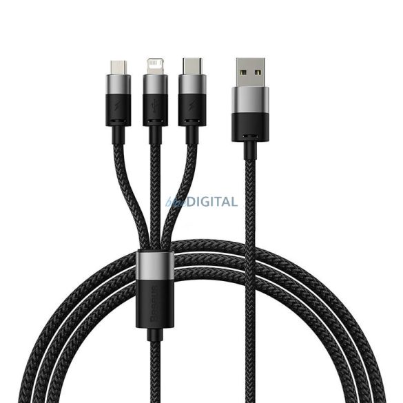 Gyorstöltő USB és M+L+C Baseus StarSpeed 3.5A 0,6m (fekete)