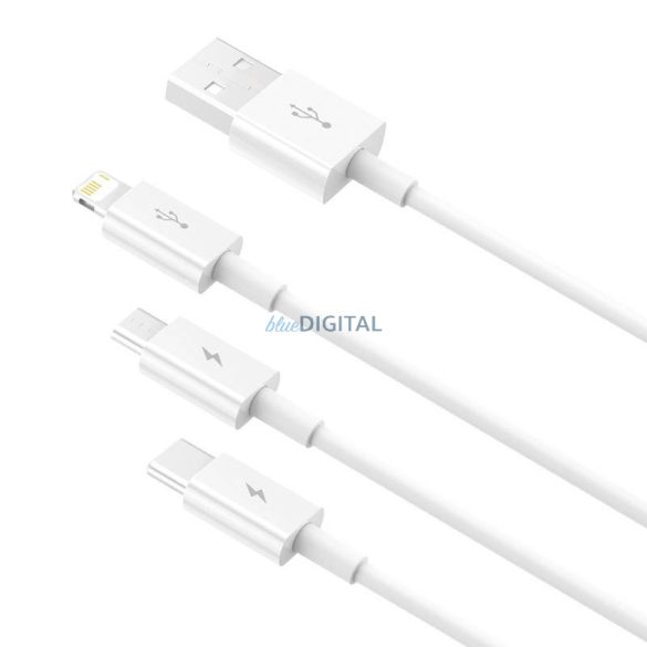 Gyorstöltő USB és M+L+C Baseus Superior Data 3,5A 1m (fehér)