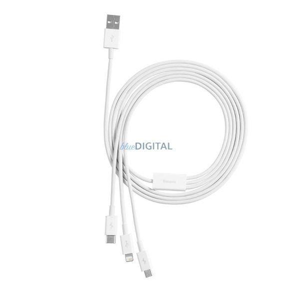 Gyorstöltő USB és M+L+C Baseus Superior Data 3,5A 1m (fehér)