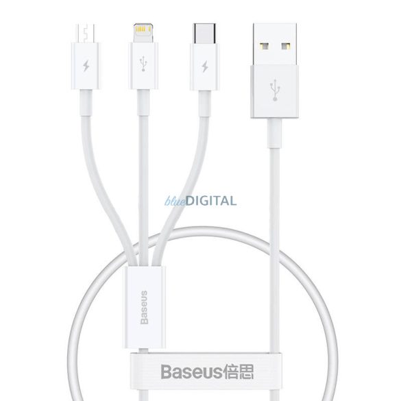 Gyorstöltés USB és M+L+C Baseus Superior Data 3.5A 0,5m (fehér)