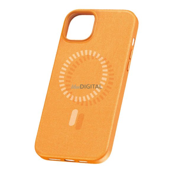 Mágneses telefontok iPhone 15 Plus Baseus Fauxther Series (narancssárga)