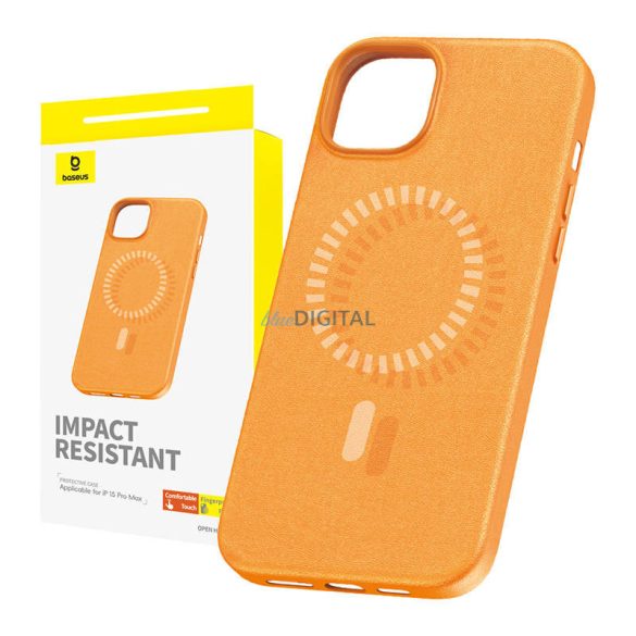 Mágneses telefontok iPhone 15 ProMax Baseus Fauxther Series (narancssárga)