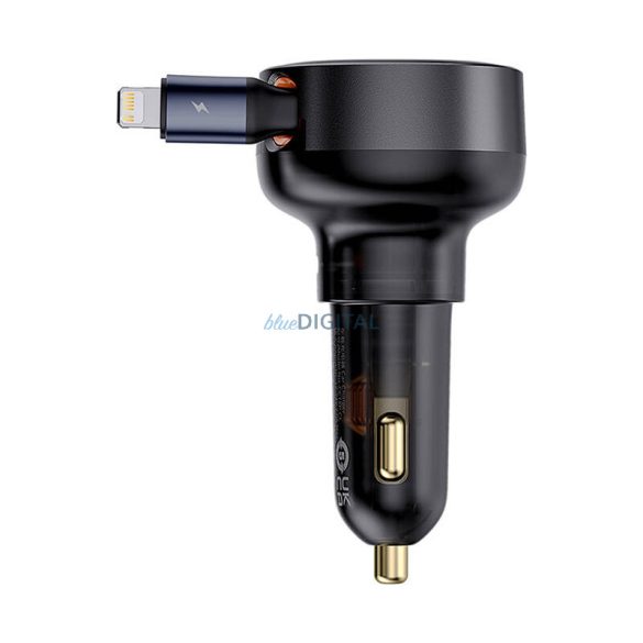 Autós töltő Baseus Enjoyment Pro Lightningkábel + USB-C , 55W (fekete)
