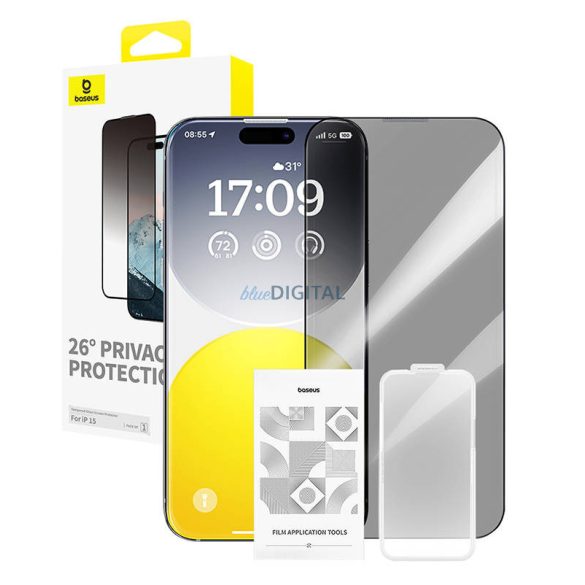 Betekintésvédelemmel ellátott Edzett üveg Baseus Diamond iPhone 15