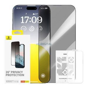 Betekintésvédelemmel ellátott Edzett üveg Baseus Diamond iPhone 15 Pro