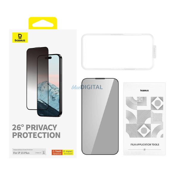 Betekintésvédelemmel ellátott edzett üveg Baseus Diamond iPhone 15 Plus iPhone 15 Plus