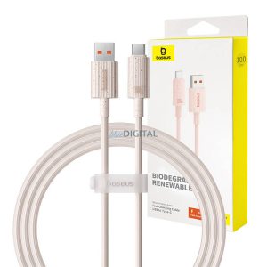 Gyorstöltő kábel Baseus USB-ről USB-C Habitat Series 1m 100W (rózsaszín)