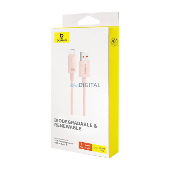 Gyorstöltő kábel Baseus USB-ről USB-C Habitat Series 2m 100W (rózsaszín)