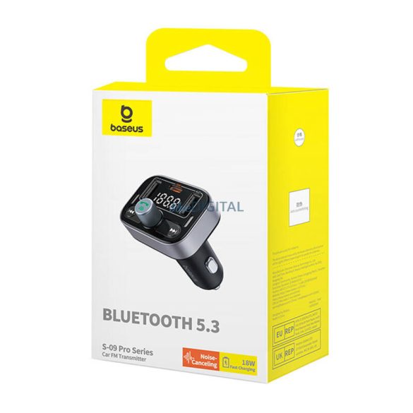 FM adóvevő Baseus S-09 Pro, Bluetooth (fekete)