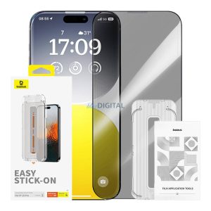 Betekintésvédelemmel ellátott Edzett üveg Baseus Sapphire iPhone 15 Pro