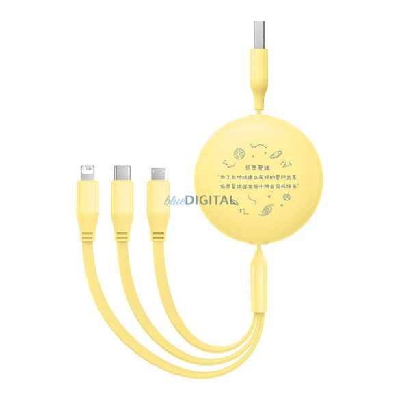 Töltő kábel 3w1 Baseus USB USB-C, USB-M, Lightning 3,5A, 1,1m (sárga)