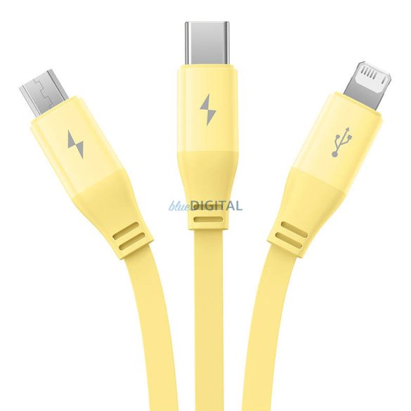 Töltő kábel 3w1 Baseus USB USB-C, USB-M, Lightning 3,5A, 1,1m (sárga)