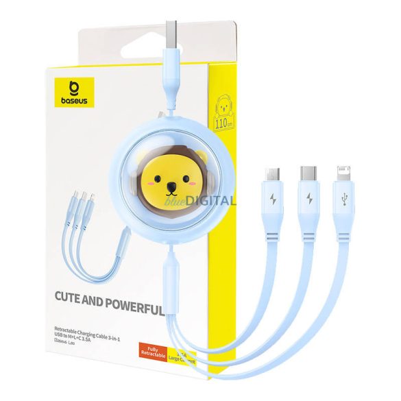 Töltőkábel 3w1 Baseus USB USB-C, USB-M, Lightning 3,5A, 1,1 m (kék)