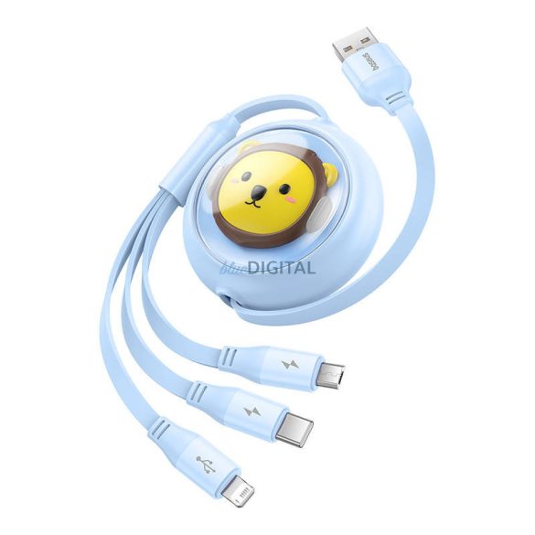 Töltőkábel 3w1 Baseus USB USB-C, USB-M, Lightning 3,5A, 1,1 m (kék)