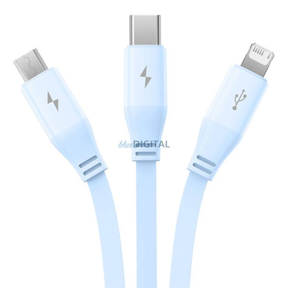 Töltőkábel 3w1 Baseus USB USB-C, USB-M, Lightning 3,5A, 1,1 m (kék)