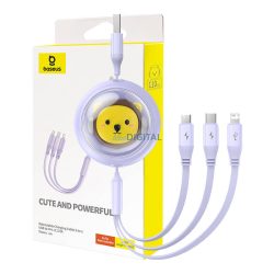   Töltőkábel 3w1 Baseus USB USB-C, USB-M, Lightning 3,5A, 1,1m (lila)