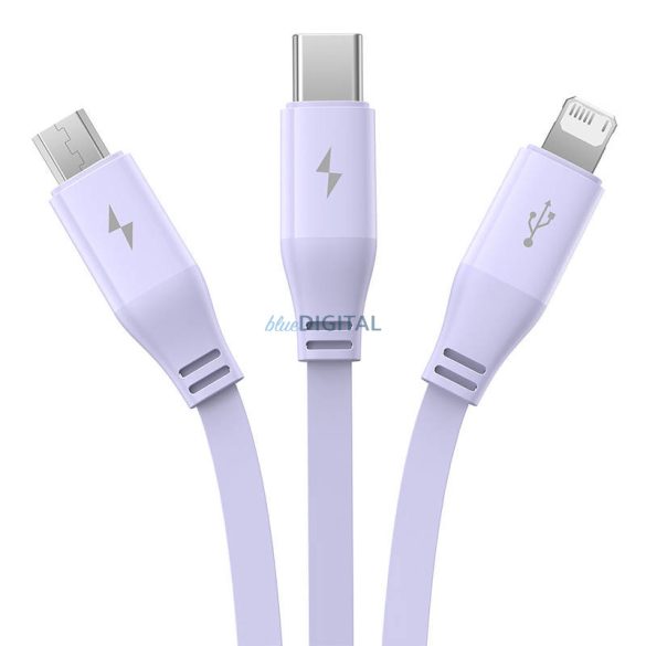 Töltőkábel 3w1 Baseus USB USB-C, USB-M, Lightning 3,5A, 1,1m (lila)