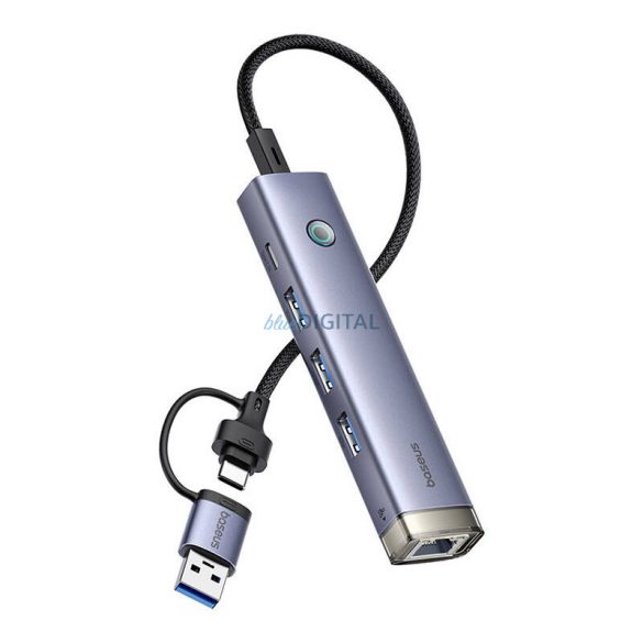 Baseus UltraJoy dokkoló 4 az 1-ben USB-A&USB-C - 3xUSB3.0+USB-C+RJ45 (szürke)