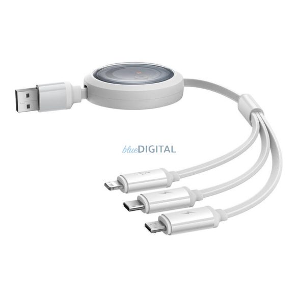 Baseus Free2Draw USB-A - Type-C/Lightning/microUSB kábel 3.5A 1.1m - fehér