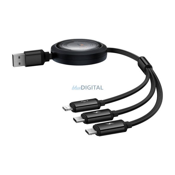 Baseus Free2Draw USB-A - Type-C/Lightning/microUSB kábel 3.5A 1.1m - fekete