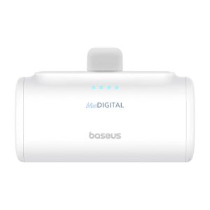 Baseus Compact PlugOn powerbank beépített Type-C csatlakozóval 5000mAh 20W - fehér