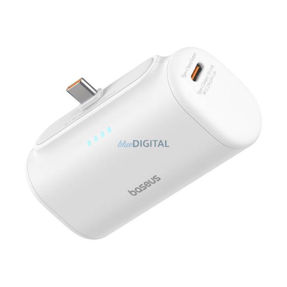 Baseus Compact PlugOn powerbank beépített Type-C csatlakozóval 5000mAh 20W - fehér