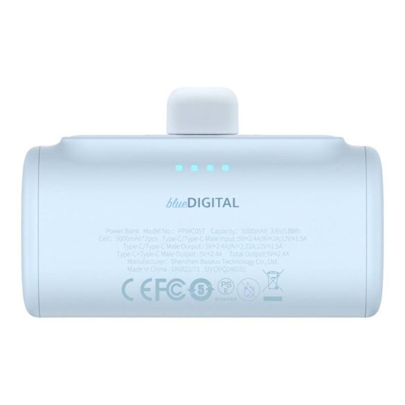 Baseus Compact PlugOn powerbank beépített Type-C csatlakozóval 5000mAh 20W - kék