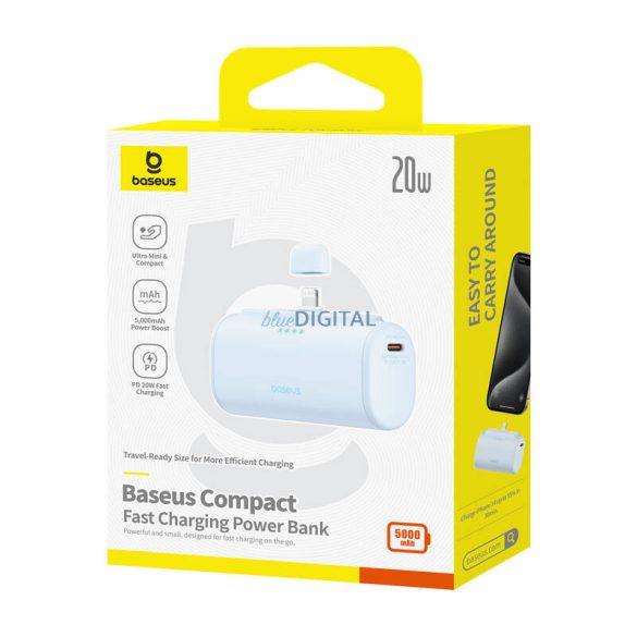 Baseus Compact PlugOn powerbank beépített Lightning csatlakozóval 5000mAh 20W - kék