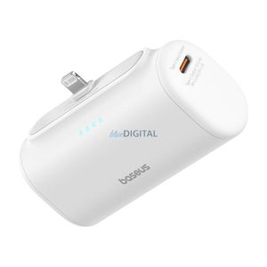 Baseus Compact PlugOn powerbank beépített Lightning csatlakozóval 5000mAh 20W - fehér