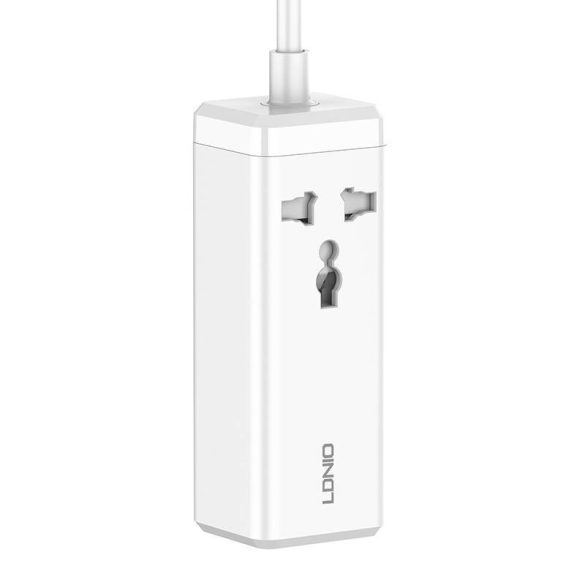 Power strip 1 AC aljzattal, 2x USB, 2x USB-C LDNIO SC1418, EU/US, 2500W (fehér)