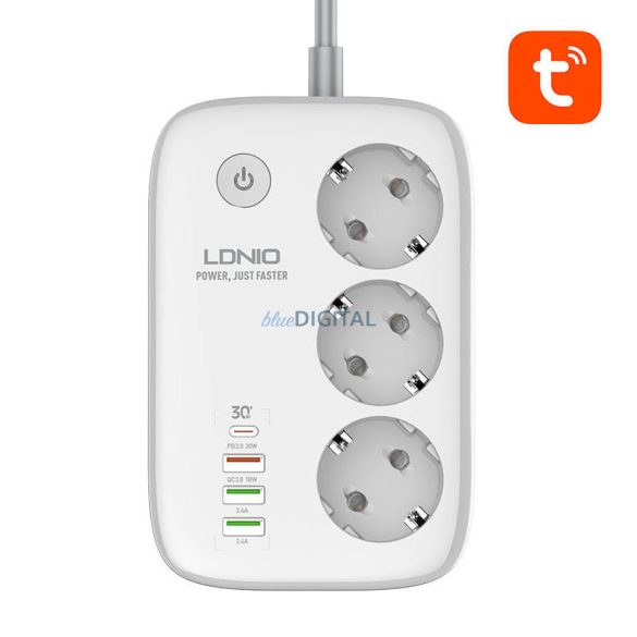 Intelligens Wi-Fi konnektor LDNIO SEW3452, Tuya (fehér)
