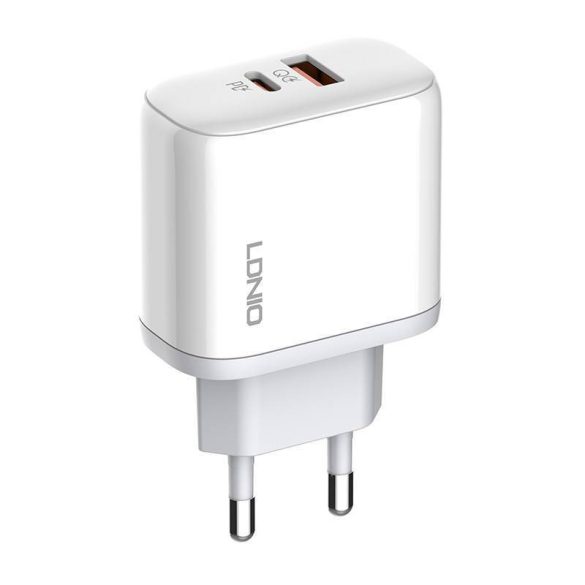 LDNIO A2526C hálózati töltő 1xUSB-A és 1xUSB-C csatlakozóval és USB-A - microUSB kábellel max. 45W fehér