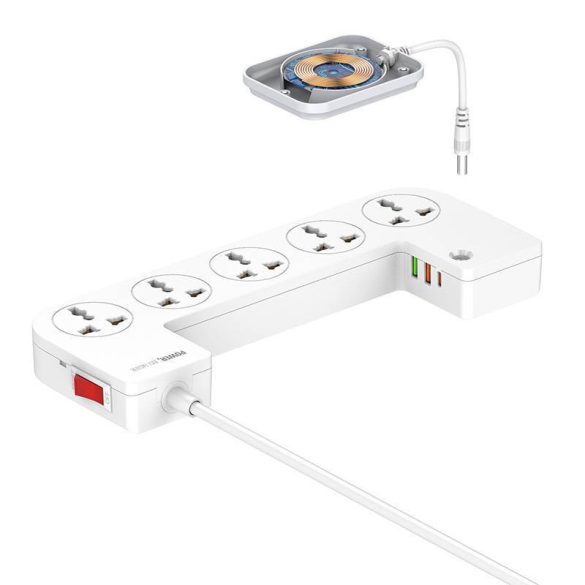 Power strip szervezővel, 5x AC, 3x USB, LDNIO SN5310W (fehér)