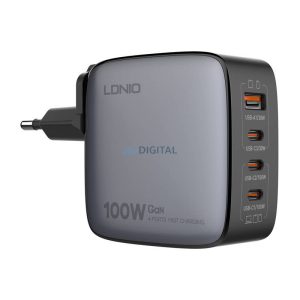 LDNIO Q408 hálózati töltő 1xUSB-A és 3xUSB-C csatlakozással 100W - fekete