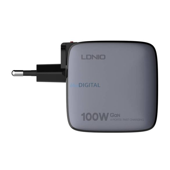 LDNIO Q408 hálózati töltő 1xUSB-A és 3xUSB-C csatlakozással 100W - fekete