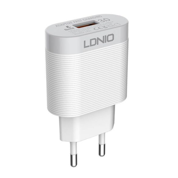 LDNIO A303Q hálózati töltő 1xUSB-A csatlakozóval 18W fehér