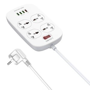 Power strip 4 AC aljzattal, 4x USB, LDNIO SC4407, EU/US, 2500W (fehér)