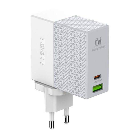 LDNIO A2620C hálózati töltő 1xUSB-A és 1xUSB-c csatlakozóval és Type-C - Type-C kábellel 65W