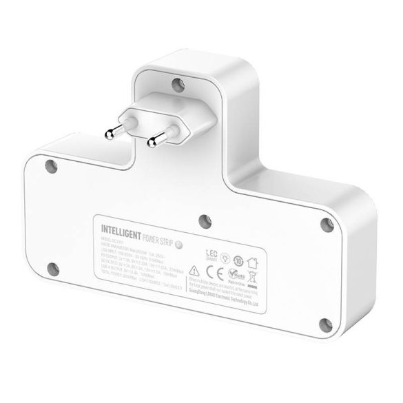 LDNIO SC2311 Power strip 2 AC aljzattal, 2USB, USB-C, éjszakai lámpával 2500W (fehér)