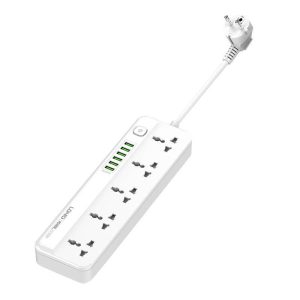 Power strip 5 AC aljzattal, 6x USB LDNIO SC5614, EU/US, 2500W (fehér)