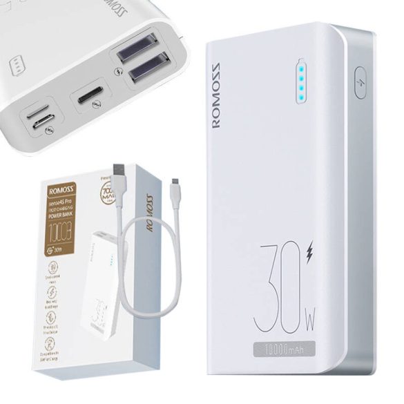 Romoss Sense 4S Pro Powerbank,10000mAh, 30W (fehér)