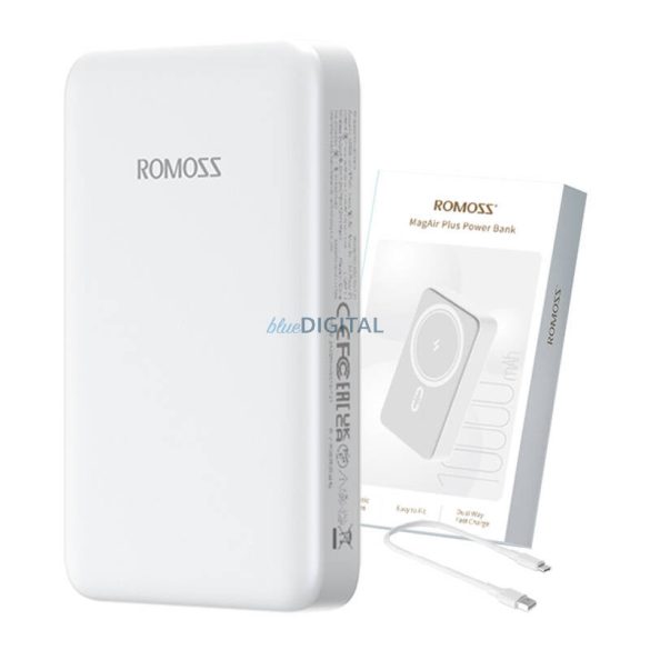 Romoss WSC10 powerbank 1xUSB-A és 1xUSB-C csatlakozással 10000mAh 20W - fehér